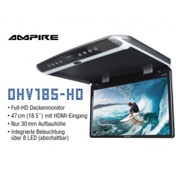 Ampire OHV185-HD Roof Mount Monitor USB HDMI 18.5